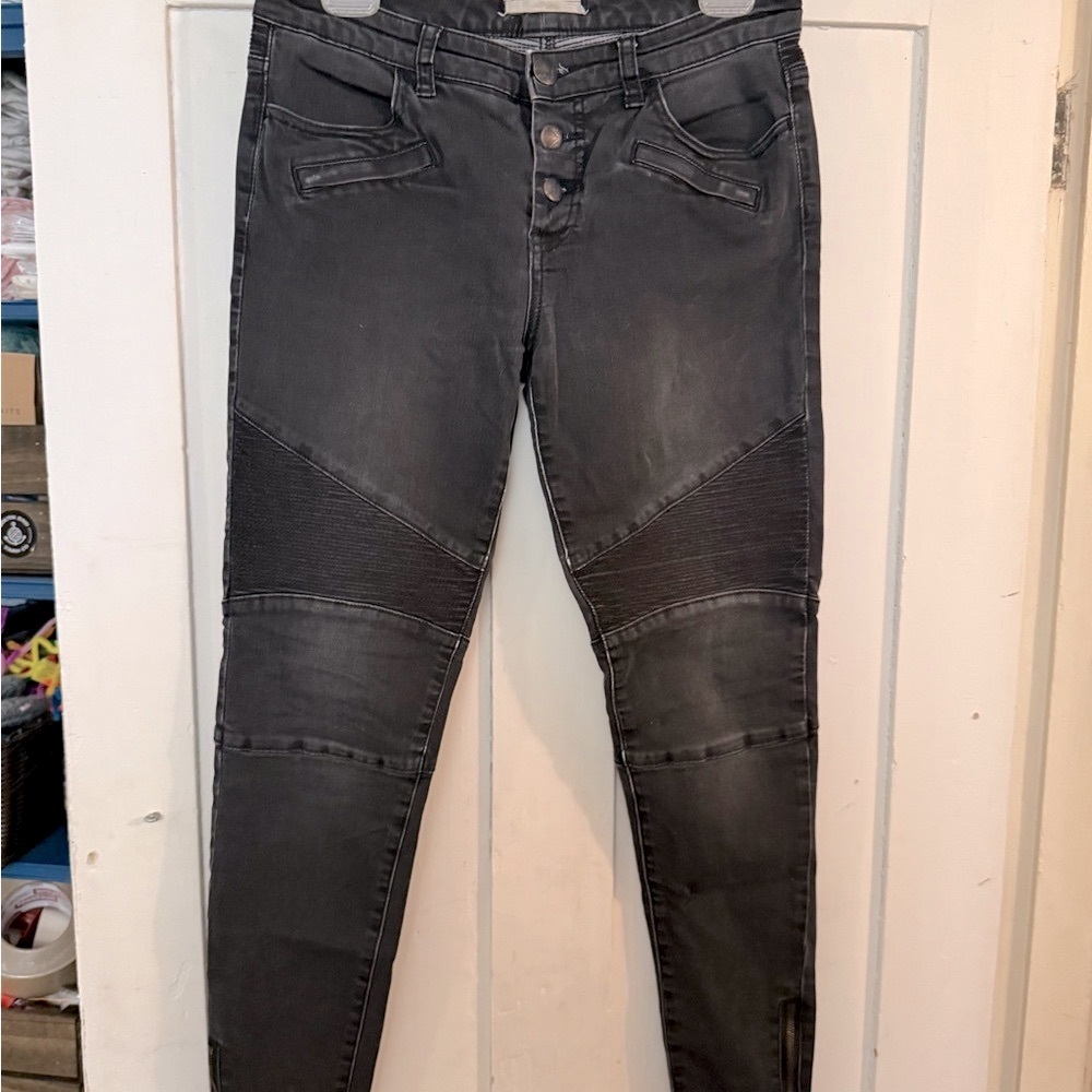 Black moto jeans